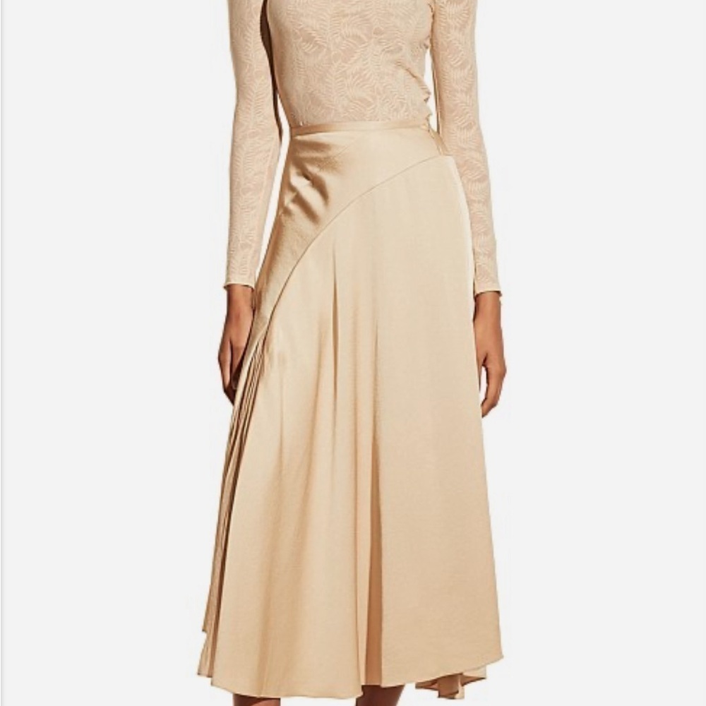 Vince Asymmetrical Satin Paneled Skirt in cream size 4